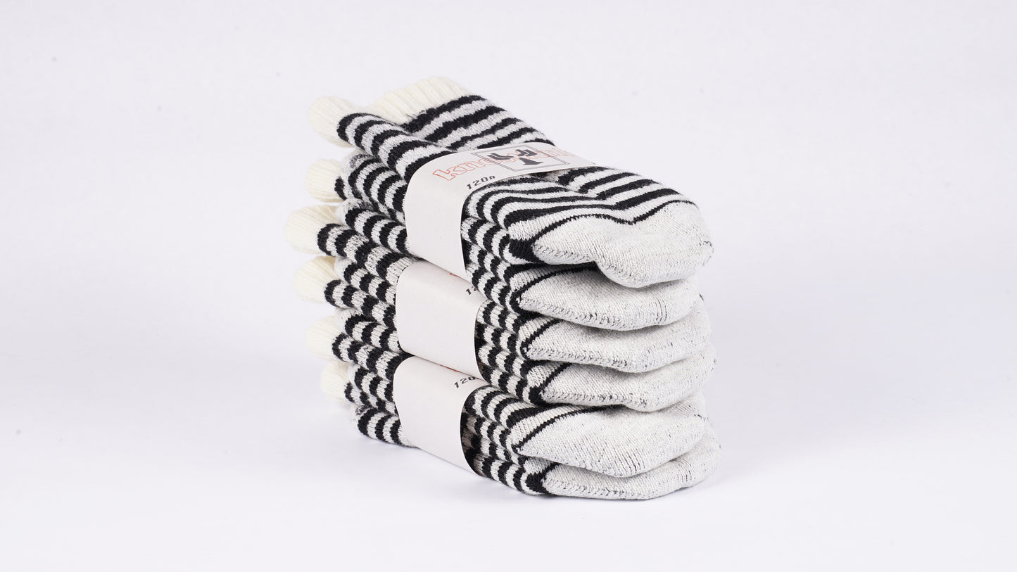 Stripe 120n 3 pack heavyweight b&w w/ wool plaiting