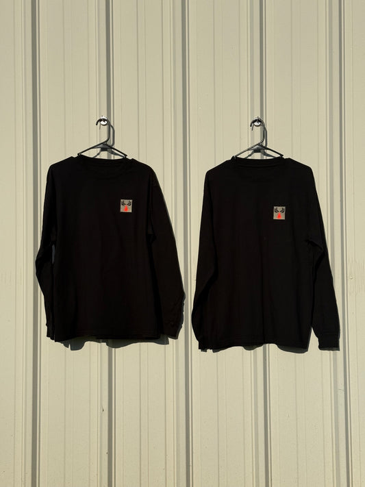 Two black embroidered KnestKnit long sleeve shirts